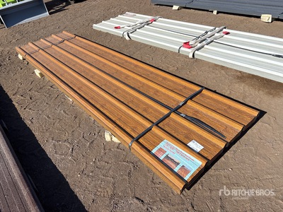 Quantity of (70) 12 ft x 3 ft Wood Grain Metal Roof Wall Panels