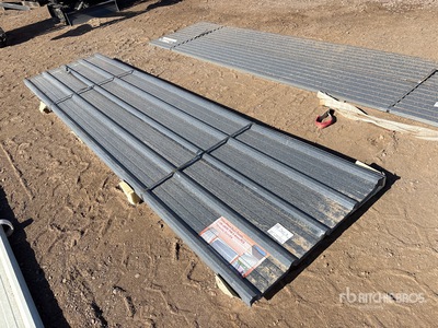 Quantity of (70) 12 ft x 3 ft Grey Metal Roof Panels