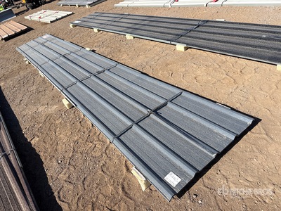 Quantity of (20) 20 ft x 3 ft Grey Metal Roof Panels (Unused)