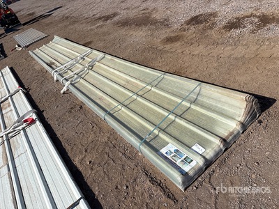 Quantity of (50) 35 in x 19.69 ft Clear Corrugated Polycarbonate Roof Panel (Unused)