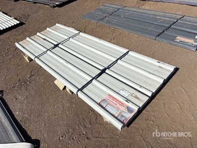 Quantity of (70) 8 ft x 3 ft White Metal Roof Panels (Unused)