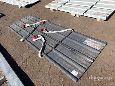 Quantity of (30) 9.84 ft x 3 ft Grey Metal Roof Panels (Unused)