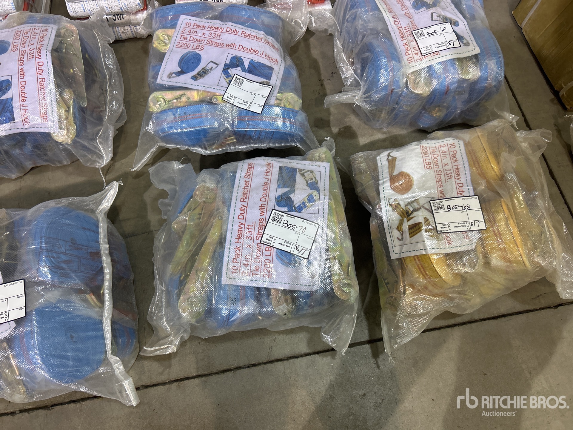 Quantity of (10) 2.4 in x 33 ft Blue Heavy Duty Ratchet Straps
