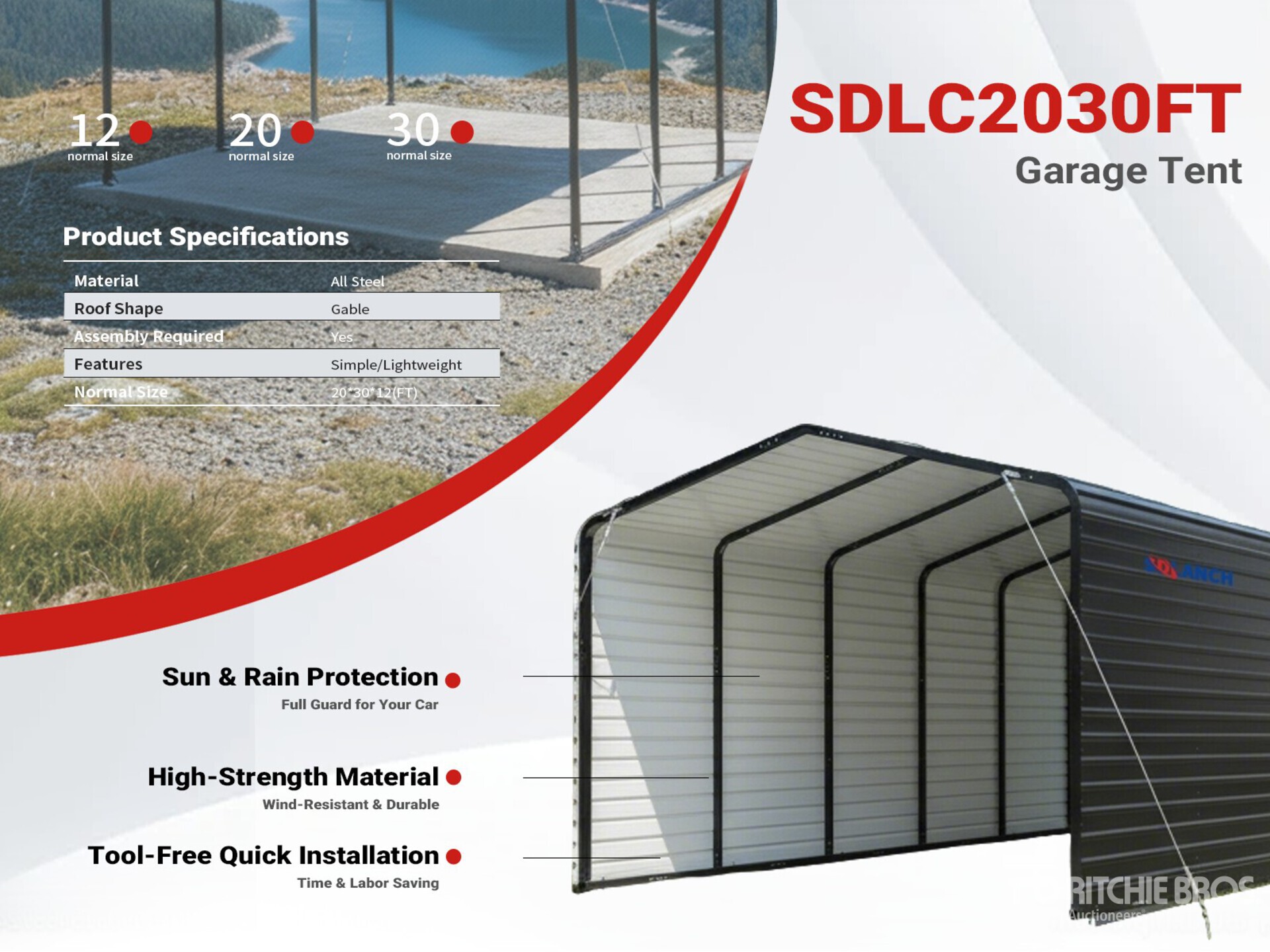 2026 SDLC2030FT 20 ft x 30 ft Enclosed Carport (Unused)