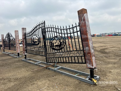EG EarthyGrounds EG-T20-SC 17 ft x 8 ft Steel Bi-Parting Driveway Gate