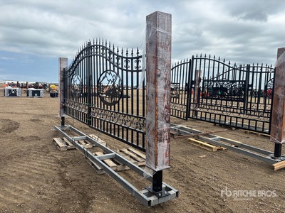 EG EarthyGrounds EG-T20-SC 17 ft x 8 ft Steel Bi-Parting Driveway Gate