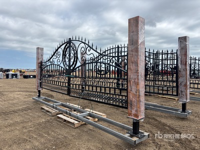 EG EarthyGrounds EG-T20-SC 17 ft x 8 ft Steel Bi-Parting Driveway Gate