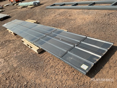 Quantity of (20) 20 ft x 3 ft Grey Metal Roof Panels (Unused)