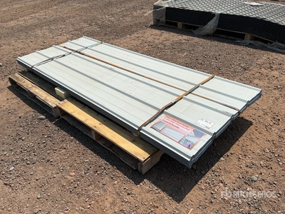 Quantity of (70) 8 ft x 3 ft White Metal Roof Panels (Unused)