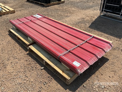 Quantity of (30) 8 ft x 3 ft Red Polycarbonate Roof Panel (Unused)