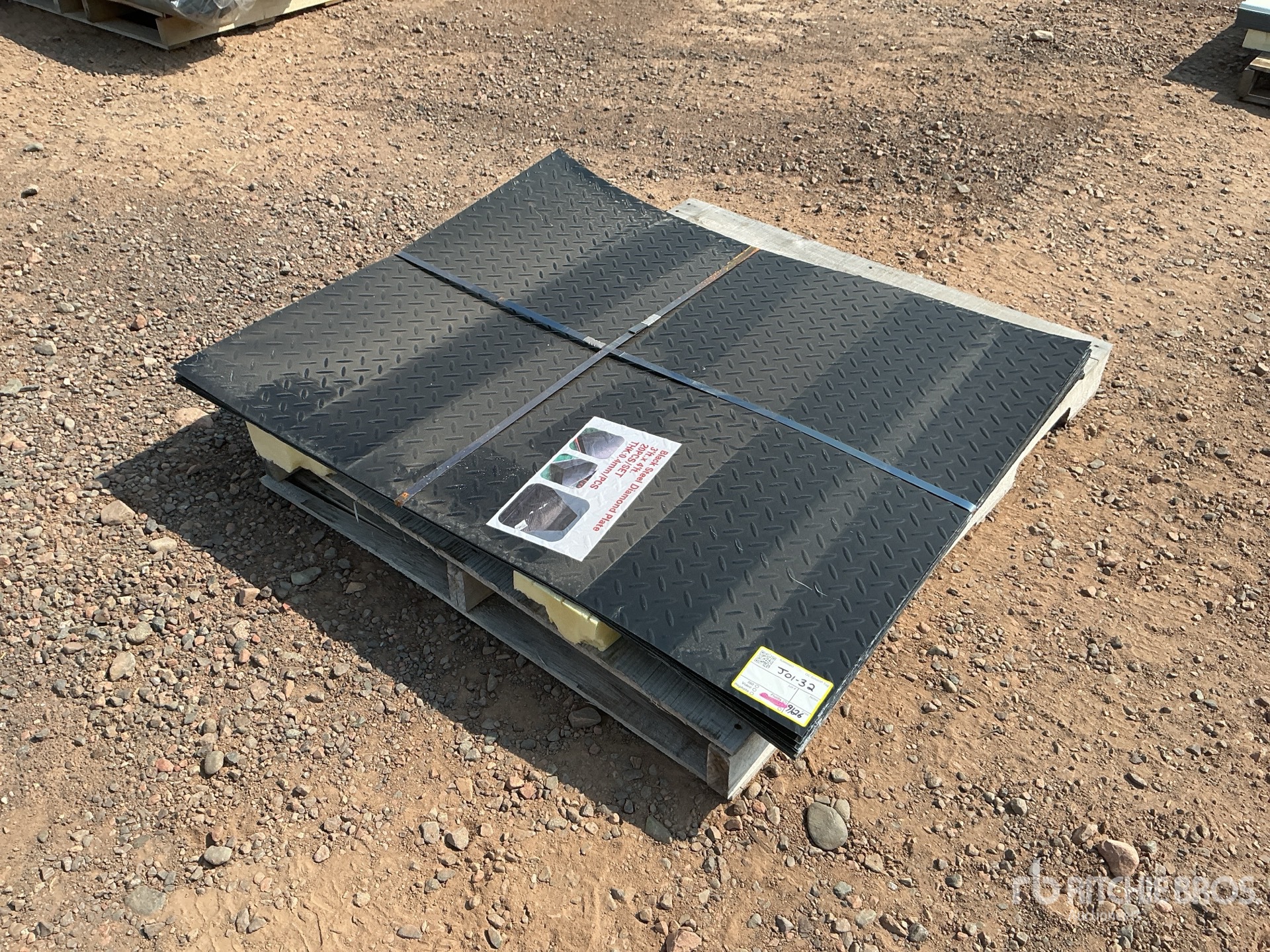 Quantity of (20) 3 ft x 4 ft Black Steel Diamond Plate (Unused)