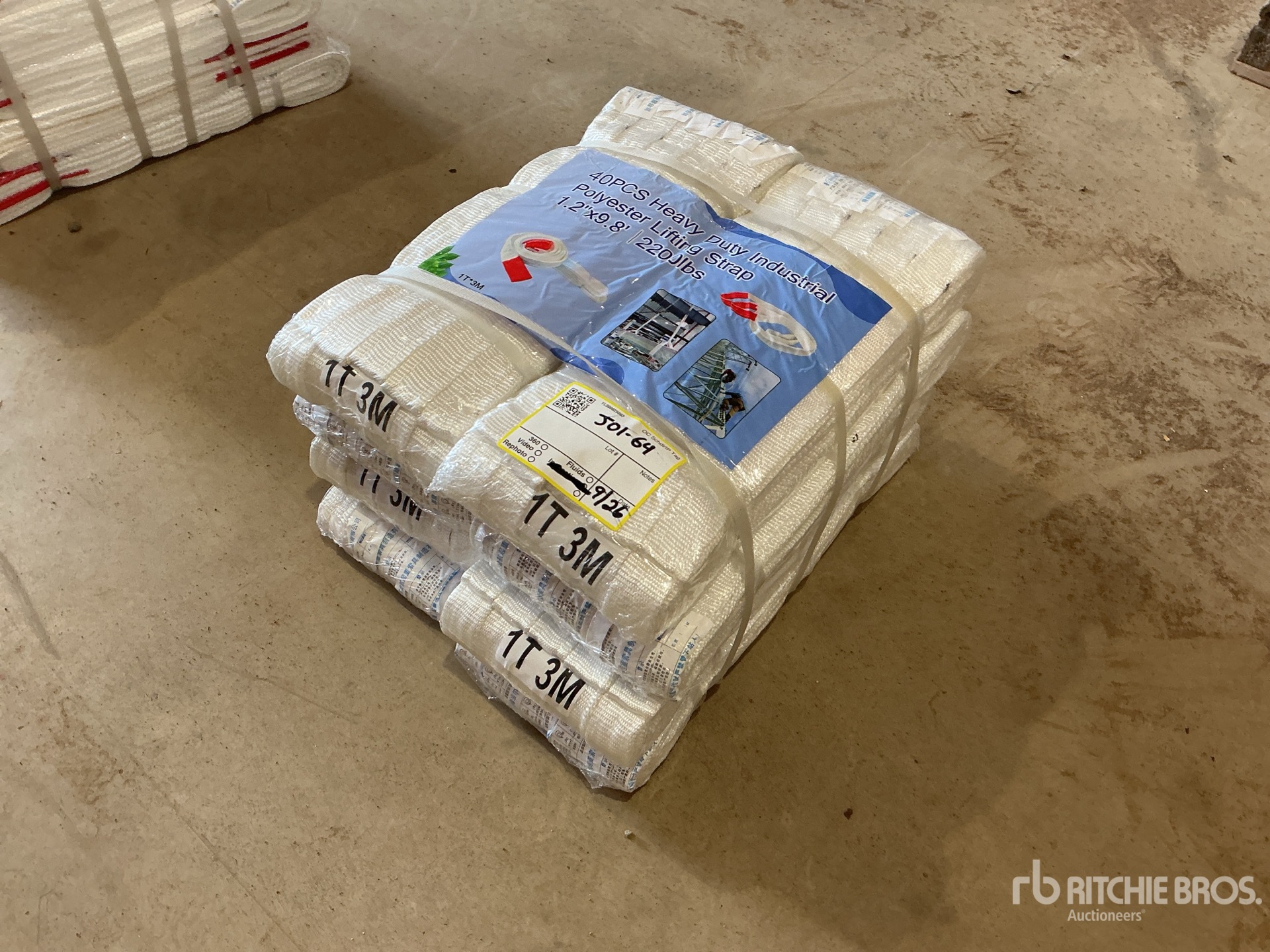 Quantity of (40) 1.2 in x 9.8 ft Heavy Duty Industrial Polyester Lifting Strap (Unused)
