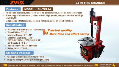 2026 ZVOX SU-TC24A 24 in Tire Changer (Unused)