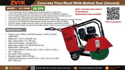 2026 ZVOX XLC-500B Walk-Behind Saw (Unused)