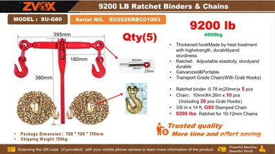 Quantity of 2026 ZVOX SU-G80 Ratchet Binders & Chains Divers - Magasin, entrepôt, consommateur (Unused)