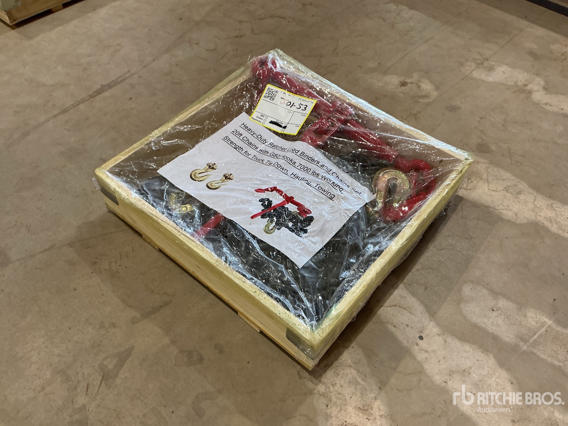 Super Heavy-Duty Ratchet Load Binders and Chains Set (Unused)