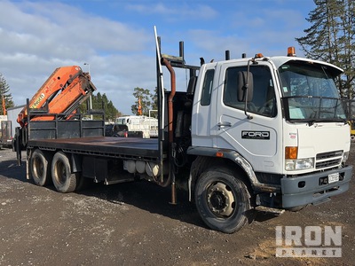 2009 Mitsubishi Fighter 6x4 w/2003 Palfinger PK21502 1800 kg Knuckle Boom Flatbed Truck with Crane