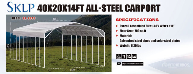 2026 SKLP SK-SC40 20 ft x 40 ft Carport (Unused)