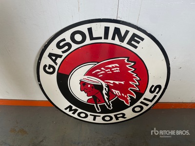 Red Indian 3 ft Double Sided Porcelain Sign