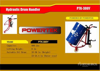 2026 Powertek PTK-300Y Hydraulic Drum Handler (Unused)