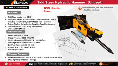 2026 STARVOX SV-BR680 Skid Steer Breaker (Unused)