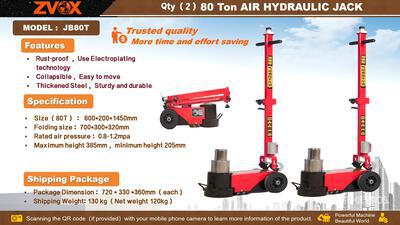 Quantity of (2) 2026 ZVOX JB80T 80 ton Pneumatic/Hydraulic Floor Jack (Unused)