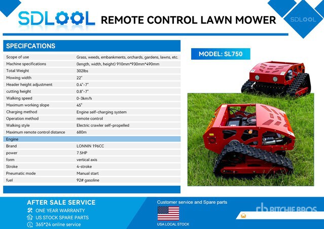 2026 SDLOOL SL750 Remote Control Lawn Mower (Unused)