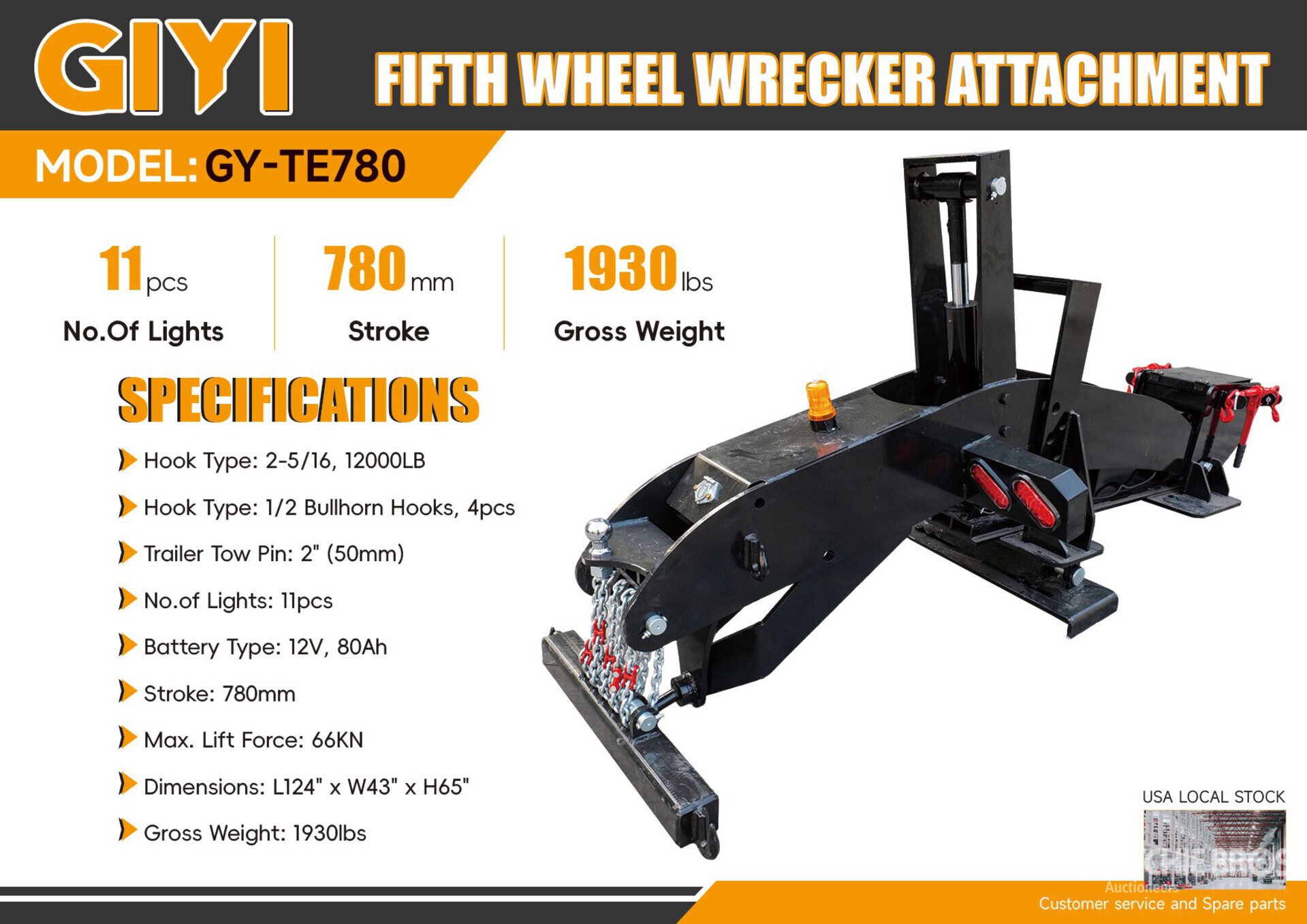 2026 GIYI GY-TE780 Fifth Wheel Wrecker Attachment (Unused)