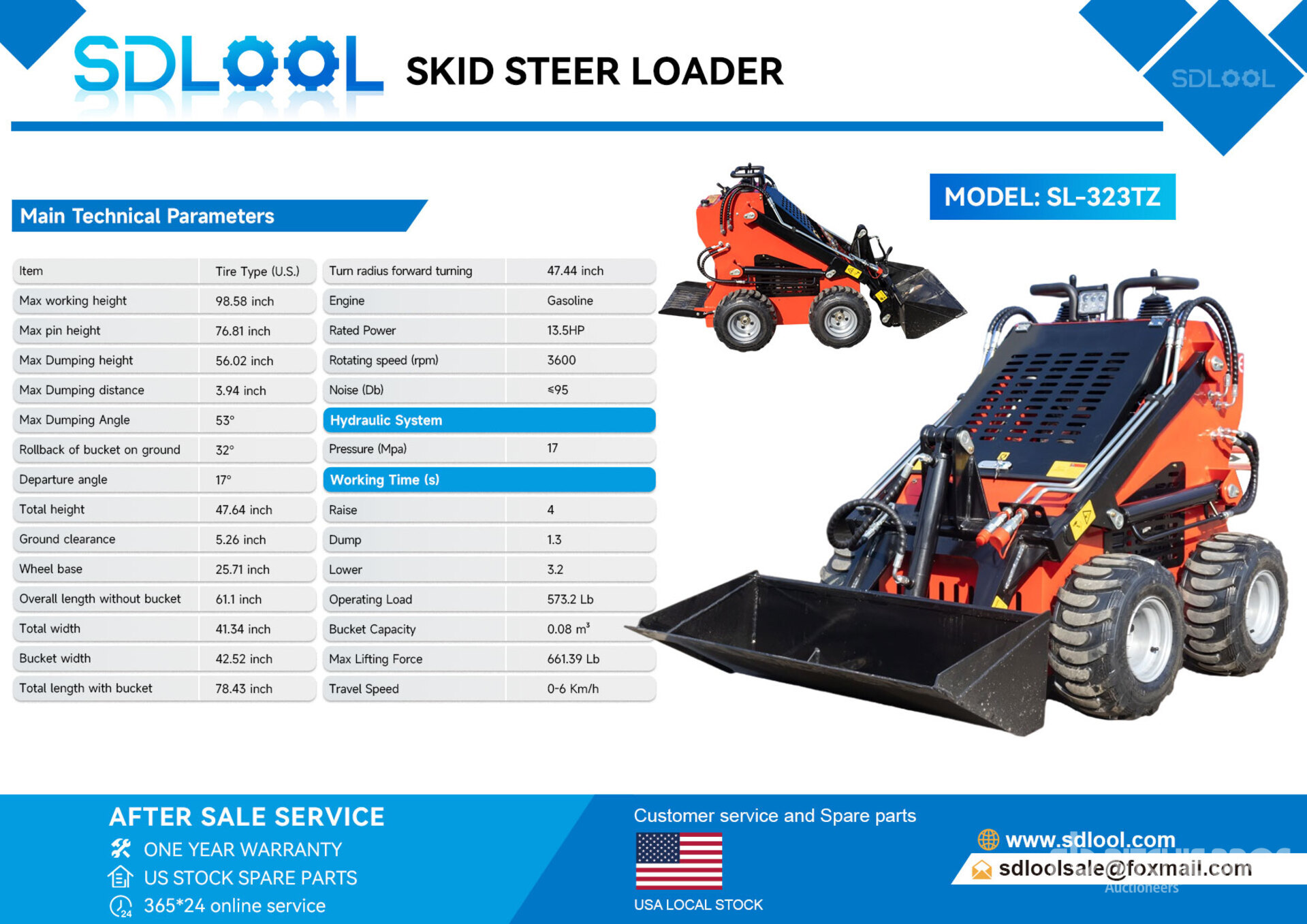 2026 SDLOOL SL-323TZ Mini Skid Steer Loader (Unused)