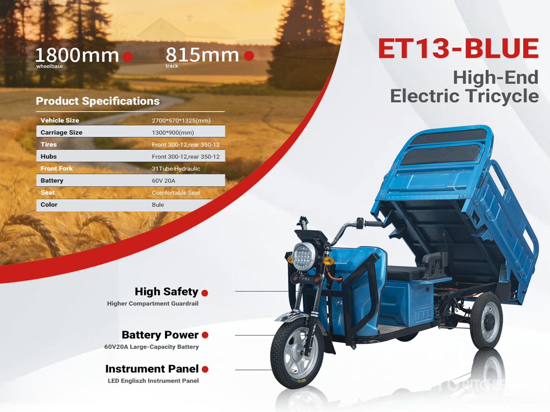 2026 ET13-BLUE Electric Mini Trike (Unused)