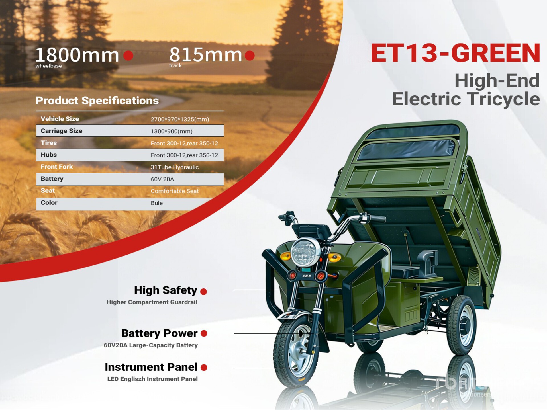 2026 ET13-GREEN Electric Mini Trike (Unused)