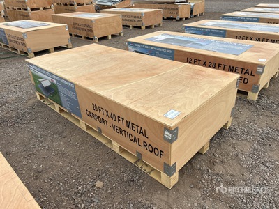 2025 AGR-MC2040 20 Ft x 40 Ft Steel Carport w/ Vertical Roof Panels Carport (Unused)