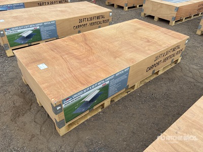 2025 AGR-MC2030 20 Ft x 30 Ft Steel Carport w/ Vertical Roof Panels Carport (Unused)