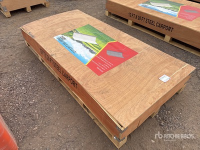 2025 CP1220 12 Ft x 20 Ft Steel Carport (Unused)