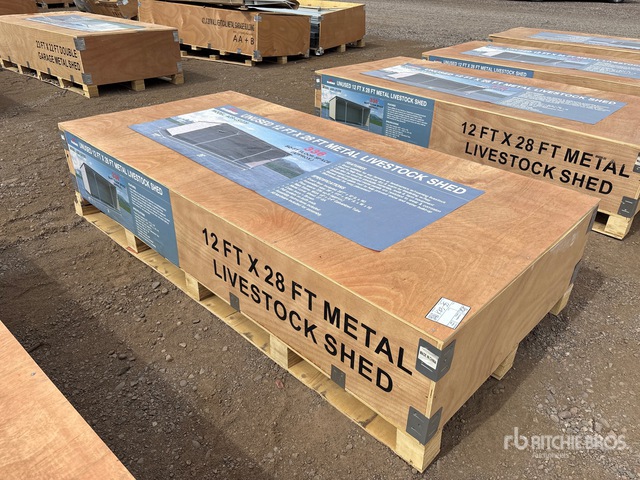 2025 AGR-LS1228 12 Ft x 28 Ft Metal Livestock Shelter (Unused)