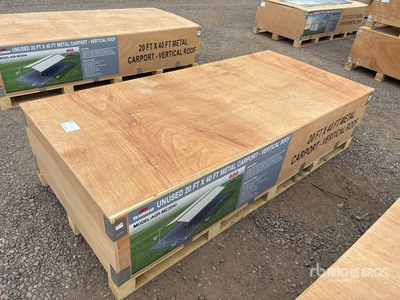 2025 AGR-MC2040 20 Ft x 40 Ft Steel Carport w/ Vertical Roof Panels Carport (Unused)