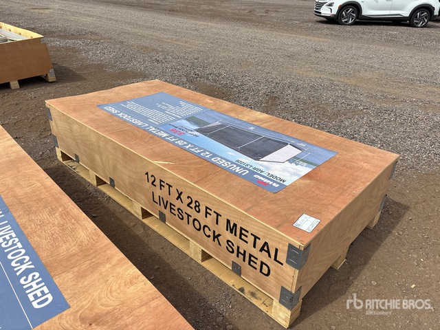 2025 AGR-LS1228 12 Ft x 28 Ft Metal Livestock Shelter (Unused)