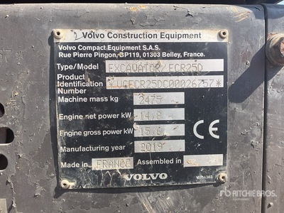 2019 Volvo ECR25D Mini Excavadora