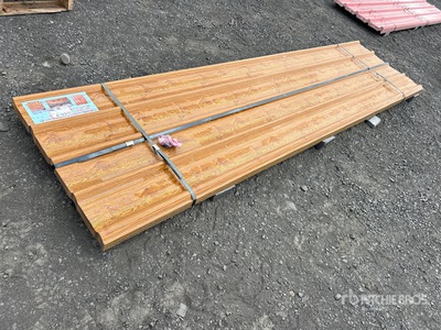 Quantity of (70) 12 Ft x 3 Ft Wood Grain Metal Roof Wall (Unused)