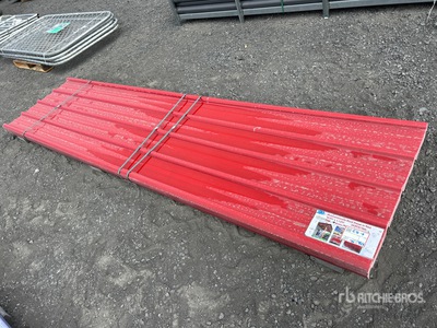 Quantity of (30) 12 Ft x 3 Ft New Polycarbonate Roof Panels in Red (Unused)