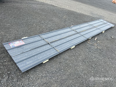 Quantity of (20) 20 Ft x 3 Ft New Grey Metal Roof Panels
