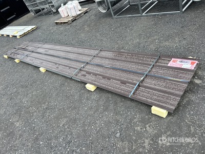 Quantity of (20) 20 Ft x 3 Ft New Brown Metal Roof Panels (Unused)