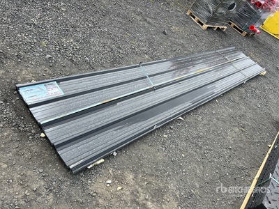 Quantity of (30) 16 Ft x 3 Ft New Black Metal Roof Panels (Unused)