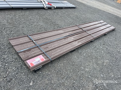 Quantity of (30) 16 Ft x 3 Ft New Brown Metal Roof Panels (Unused)