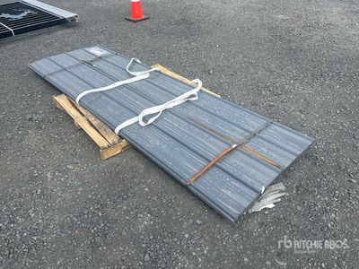Quantity of (30) 9' 10" x 3 Ft New Grey Metal Roof Panels