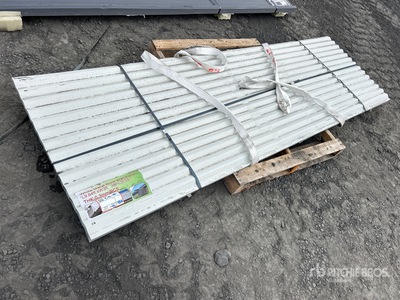 Quantity of (30) 9.84 Ft x 3 Ft New White Metal Roof Panels (Unused)