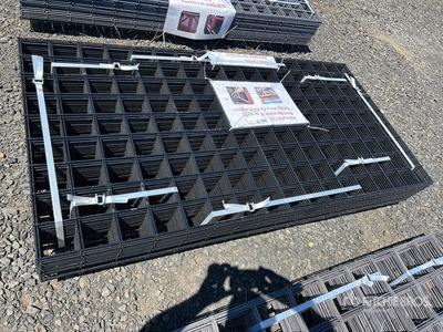 Quantity of (40) 36 In x 72 In Black Metal Rail Panel 6-Gauge Welded 4 in x 4 In Mesh Pattern Divers  (Unused)