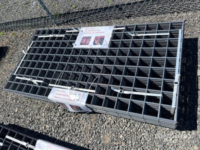 Quantity of (40) 36 In x 72 In Grey Metal Rail Panel 6-Gauge Welded 4 In x 4 In Mesh Pattern Divers  (Unused)