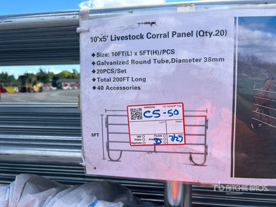 Quantity of (20) 10 Ft x 5 Ft Livestock Corral Panel (Unused)