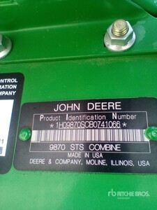 2011 John Deere 9870 STS Combine Harvester